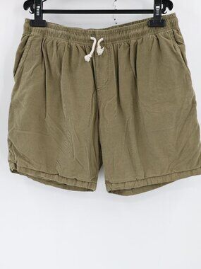 Mollusk California Shorts Mens XL 7" green Corduroy Elastic Waist Pocket coastal